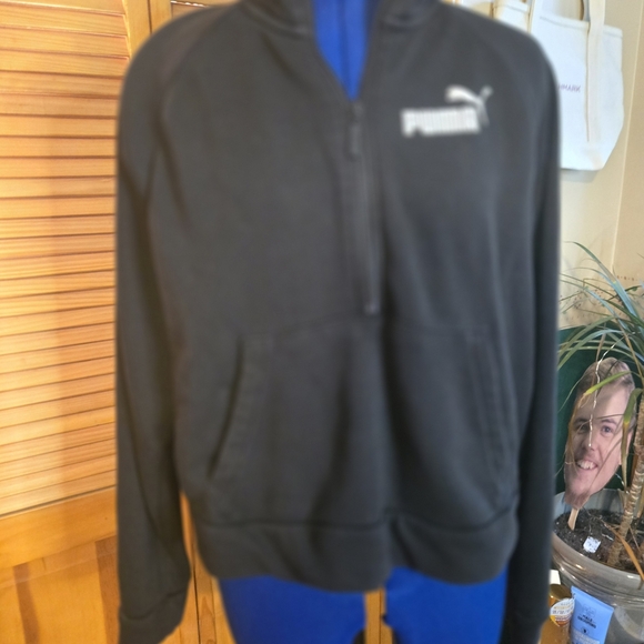 Puma Women's Black Quarter-Zip Cropped Crew Neck Sweatshirt - Picture 2 of 5